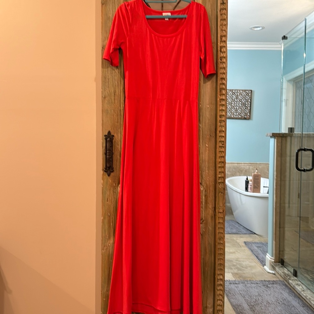 LulaRoe red a-line dress
